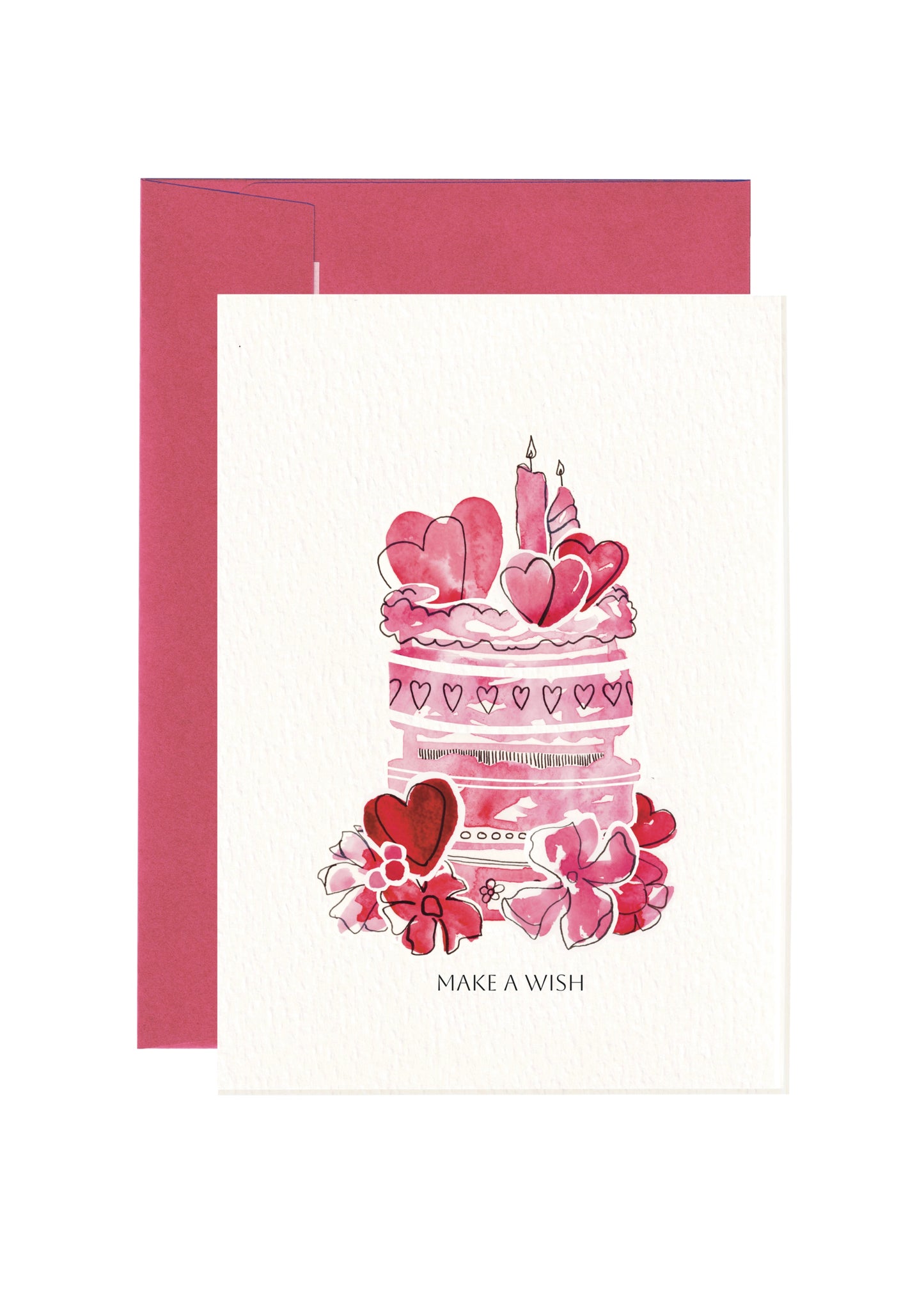 Geburtstagstorten-Karte | Pinker Kuchen | Make a wish | SM