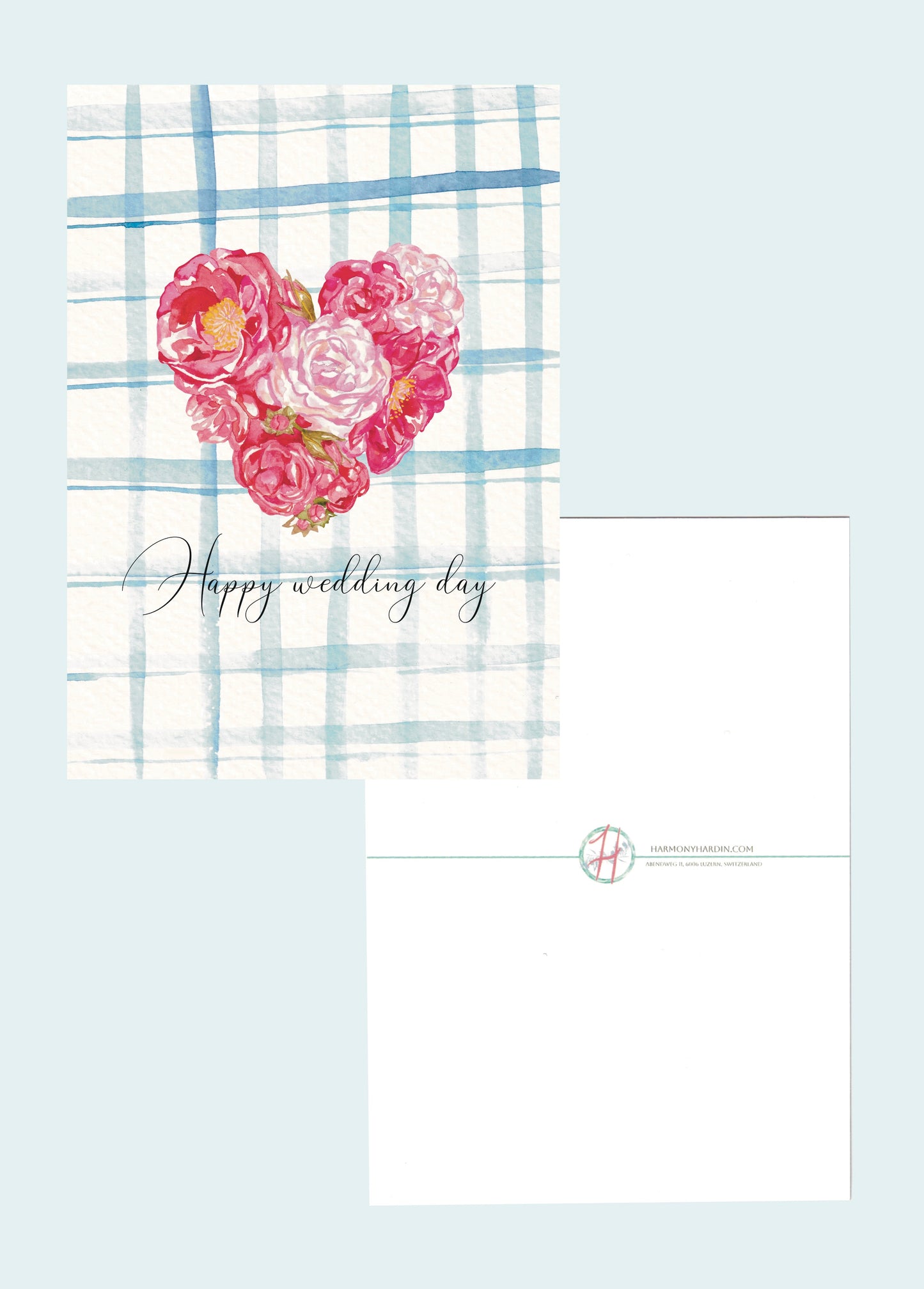 Hochzeitspostkarte Schönen | Blumenherz | Happy wedding day