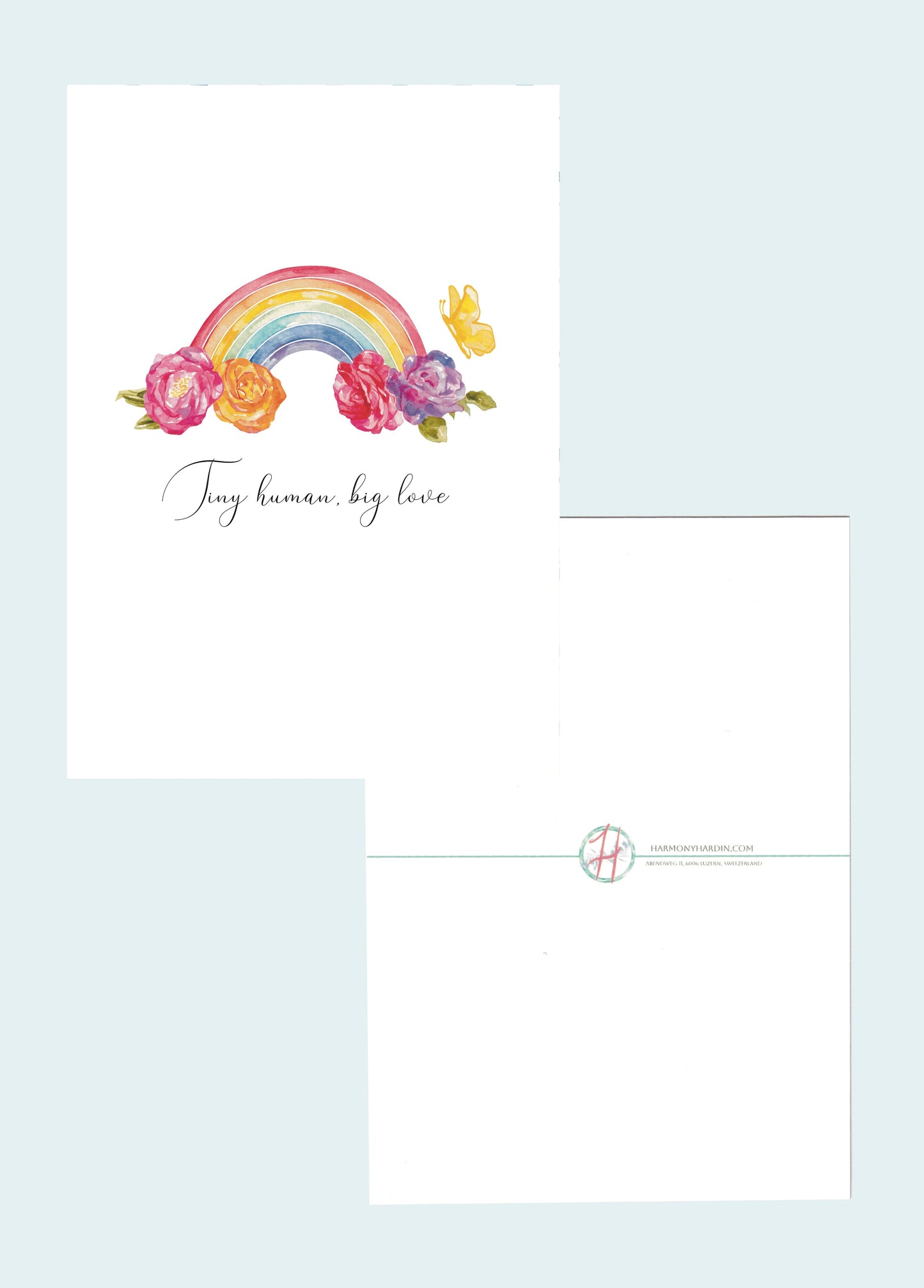 Postkarte zur Geburt | Regenbogenbaby | Tiny human, big love