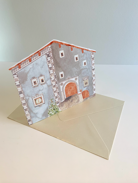Engadinerhaus Aufstellkarte, Winter / Weihnachten